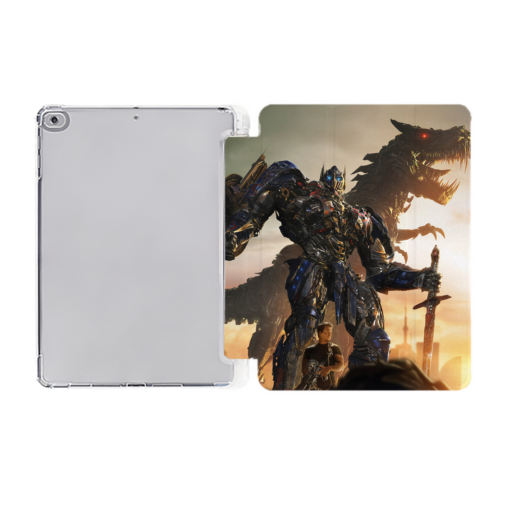 （画像用） Transformers トランスフォーマー IPad ケース ペン収納付き 三つ折りスタンド PUレザー×シリコン 対応機種9.5/10.5/10.9インチ